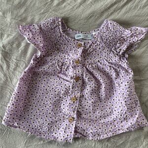 Zara Kids Lilac Floral Button-Up Blouse